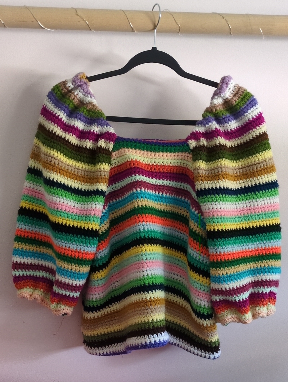 Honeybea Handmade Multicolor Crochet Women's Sweater - Boho Striped Knit